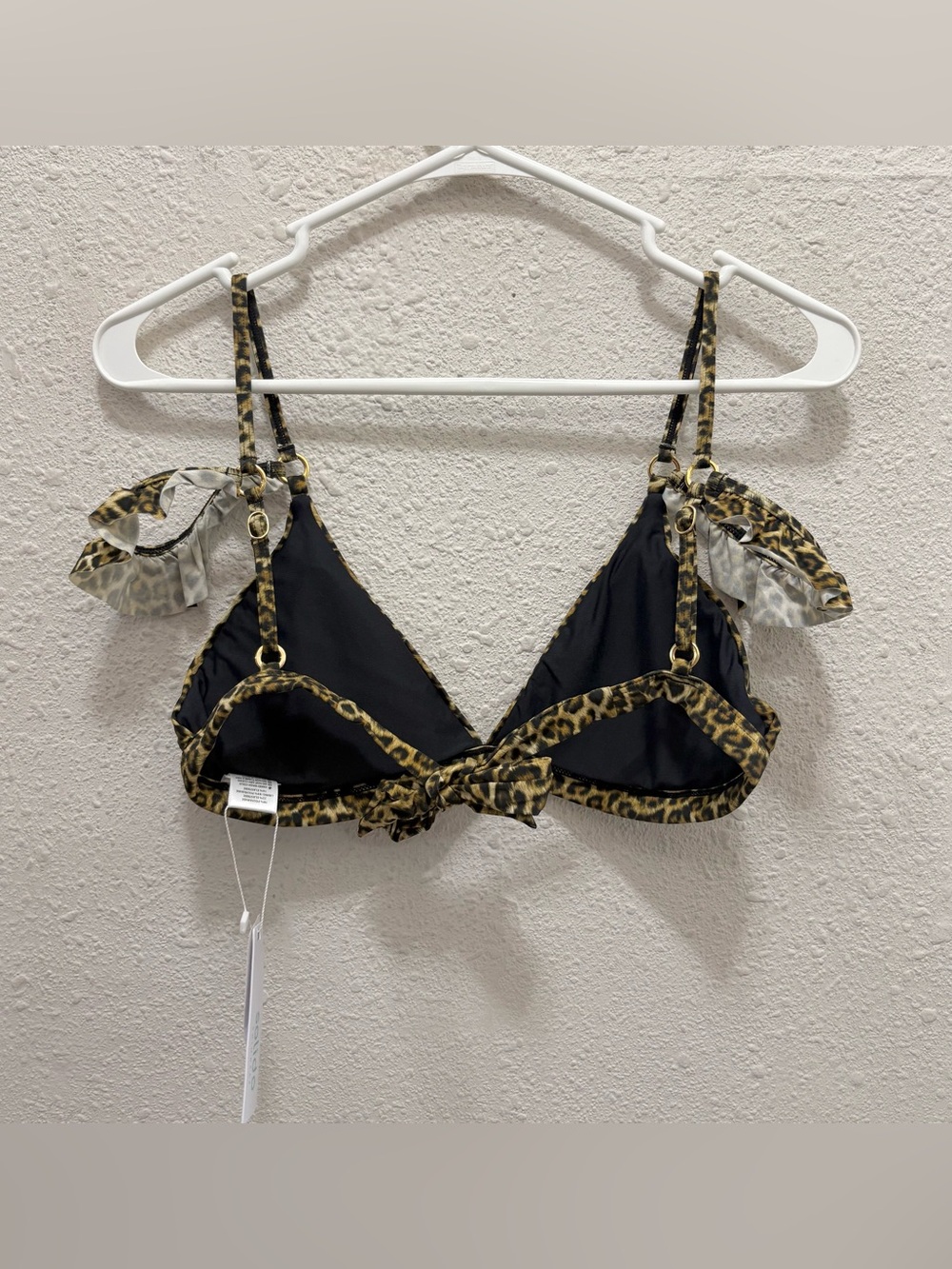 Solido Leopard Print Ruffle Triangle Bikini Top NWT L - Picture 3 of 5